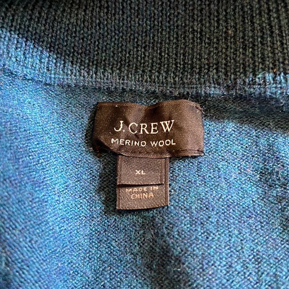 JCrew men’s 3/4 zip royal blue wool sweater . Says XL but would fit Med-LG - Picture 2 of 2